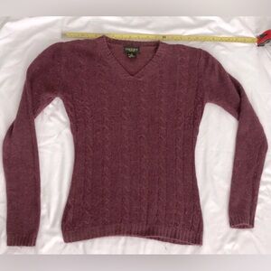 VTG Takeout wine silk angora super soft fitted vneck long sleeve sweater.